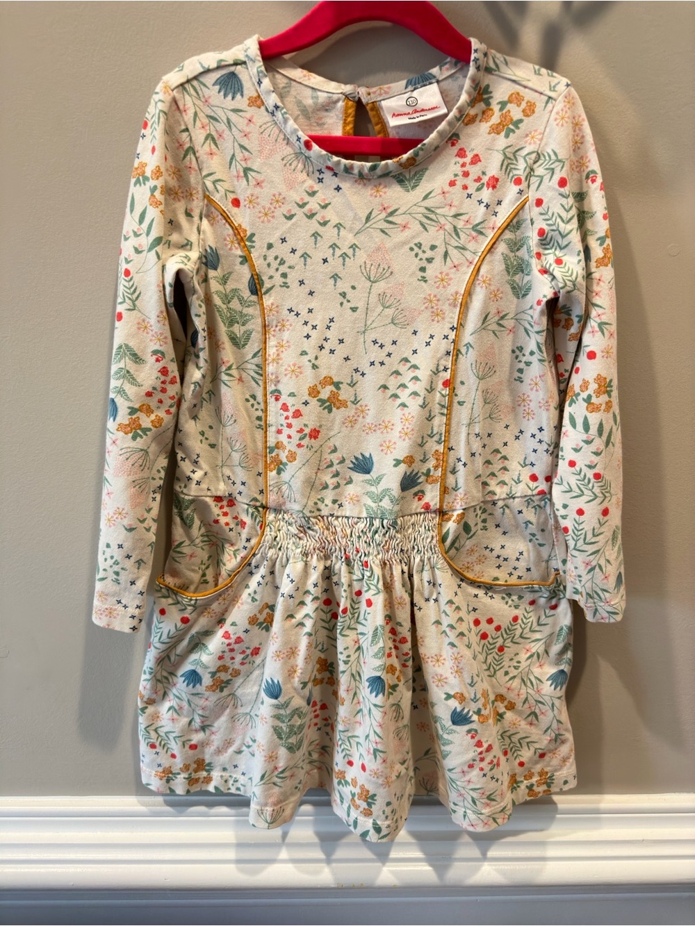 Hanna Andersson Cream Floral Long-Sleeve Girls' Dress